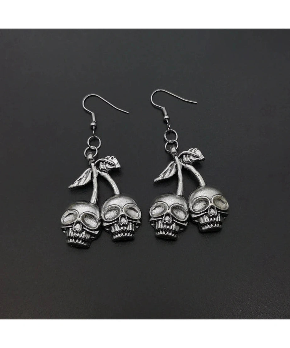 Skull Cherry Drop Earrings - Earrings