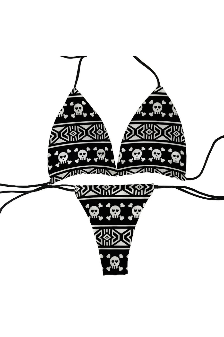 Skull Print Bikini Set - Swimsuits