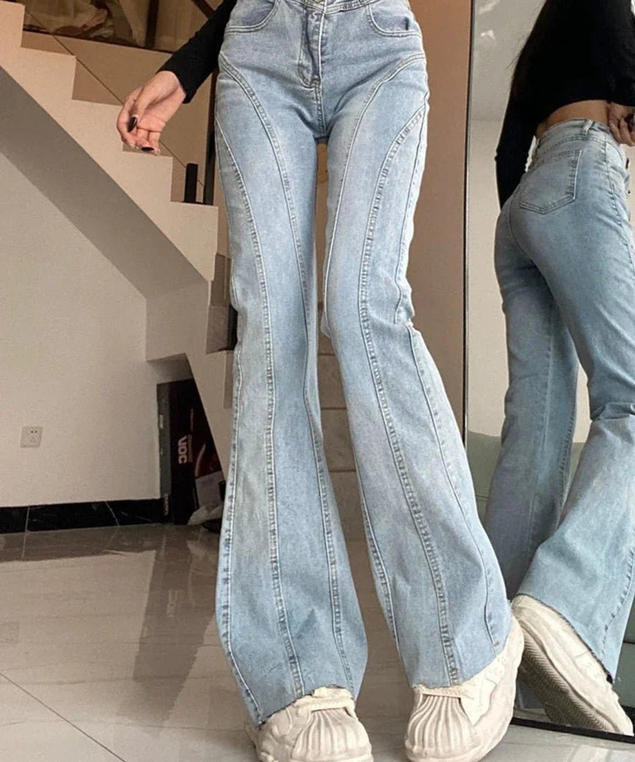 Skywave Stitch Flare Jeans - 