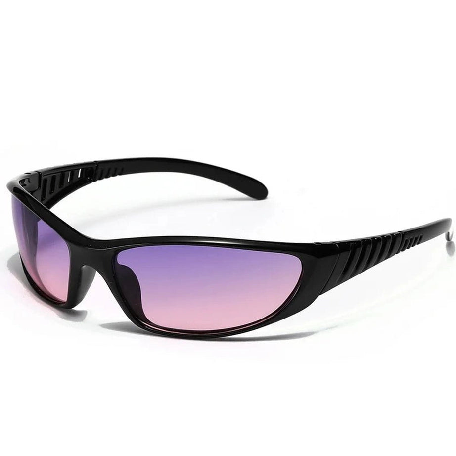 Y2k Small Oval Cat Eye Sunglasses A-Black frame purple Shoptery