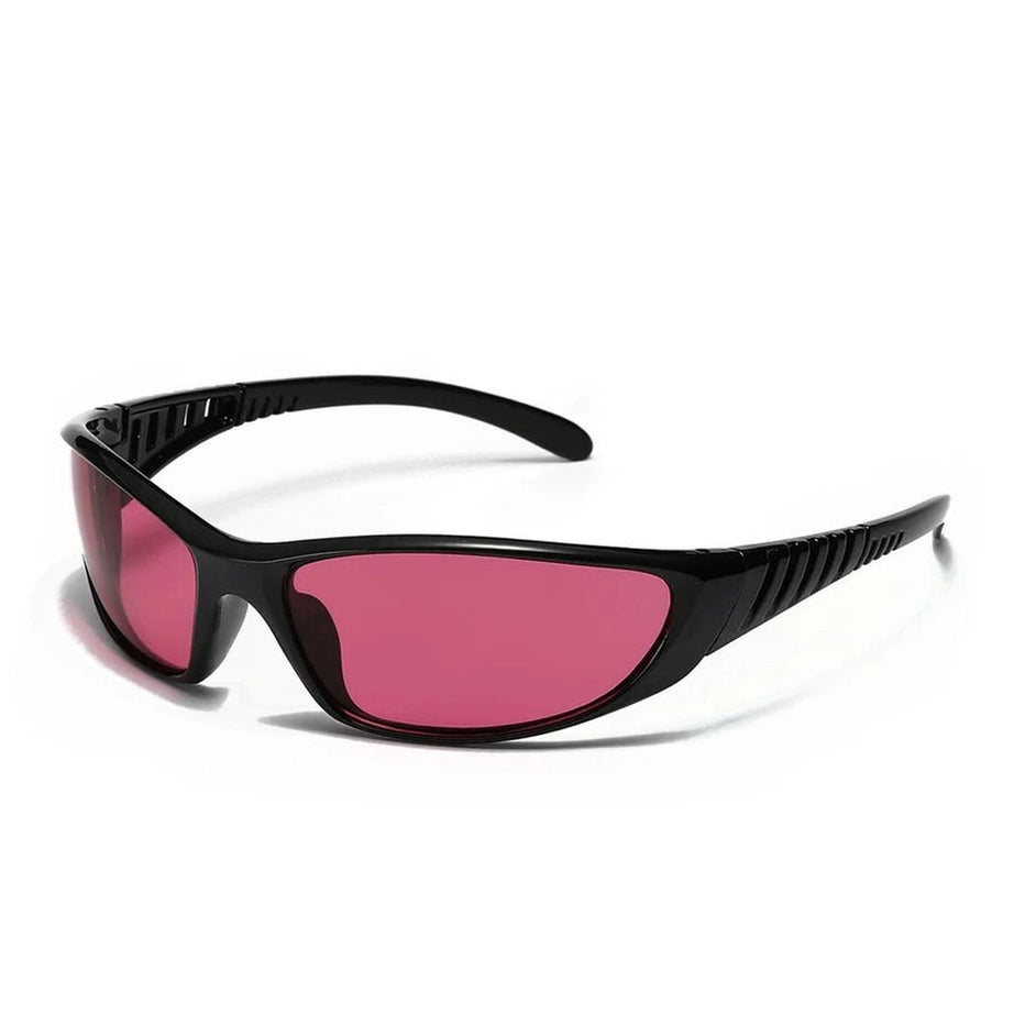 Y2k Small Oval Cat Eye Sunglasses A-Black rose red Shoptery