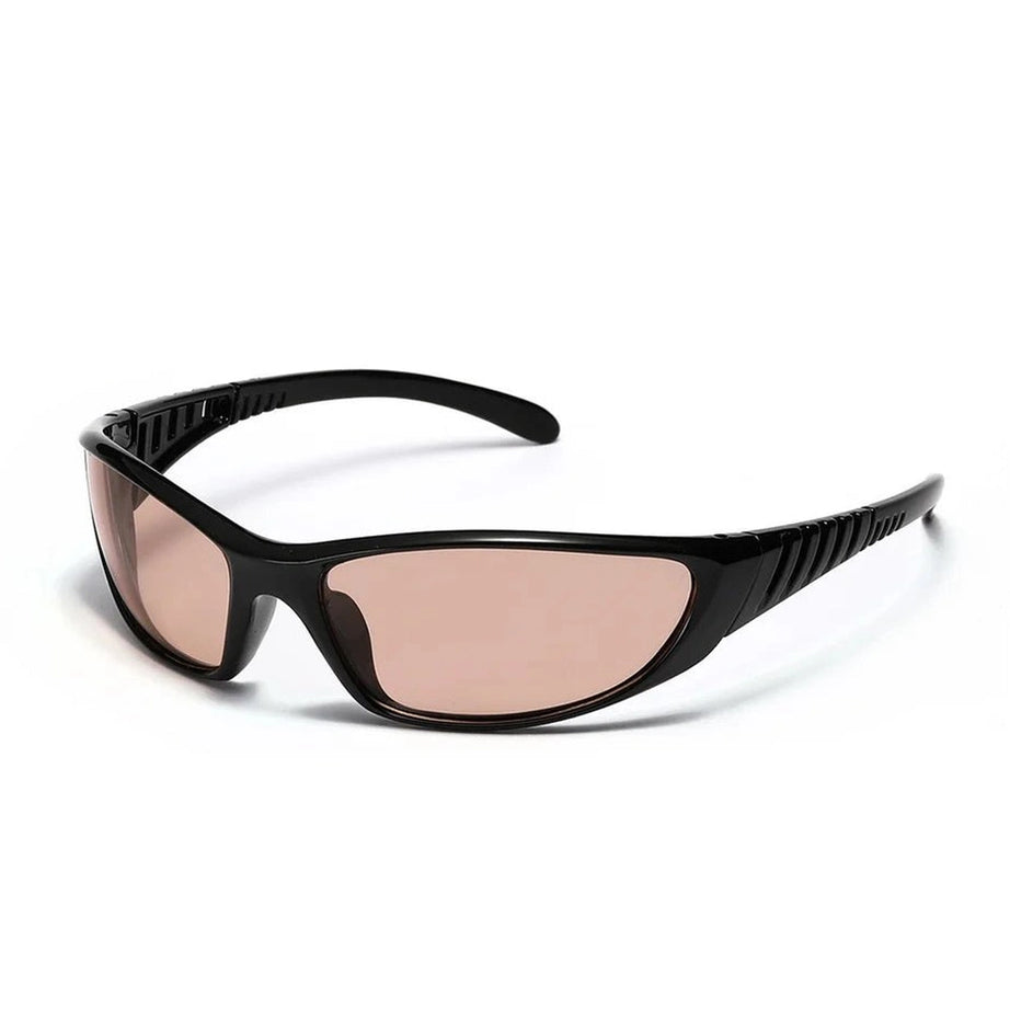 Y2k Small Oval Cat Eye Sunglasses A-Black frame brown Shoptery