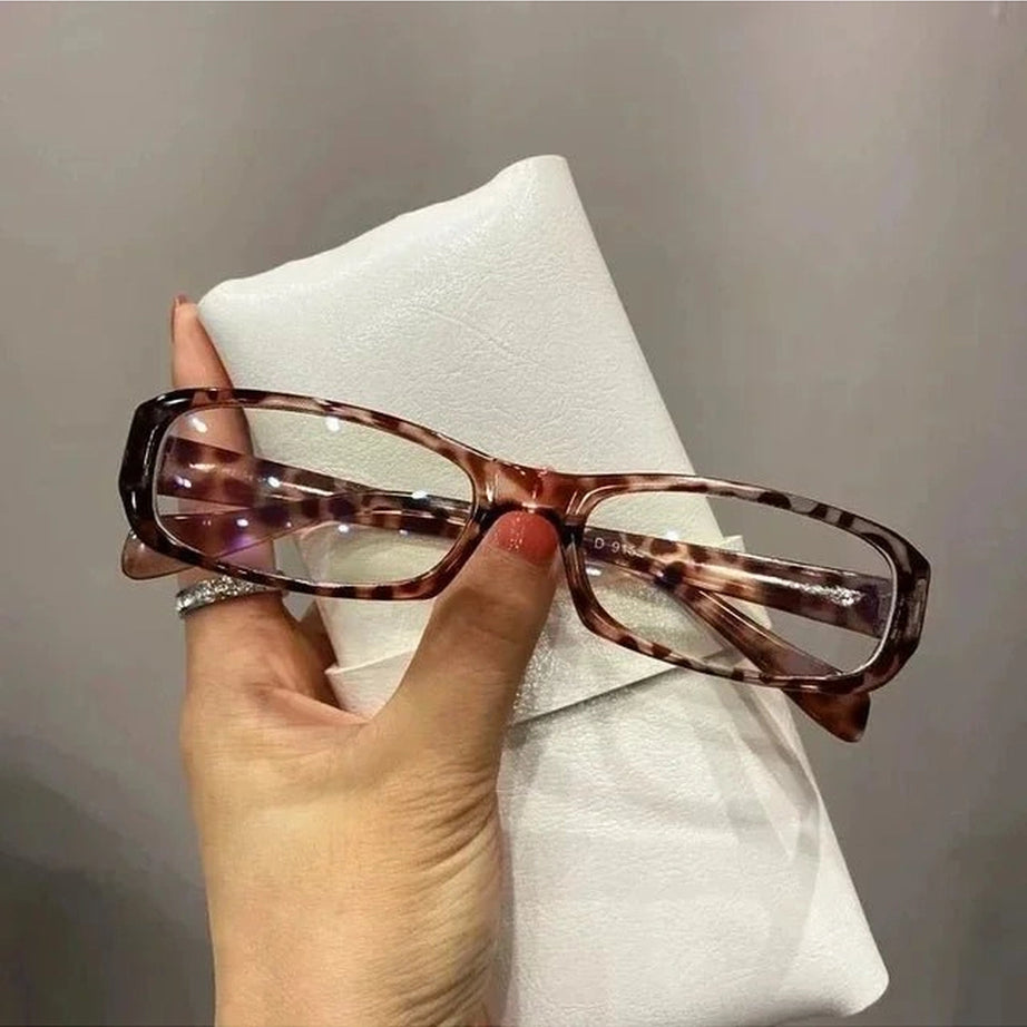 Retro Small Square Frame Glasses amber Shoptery