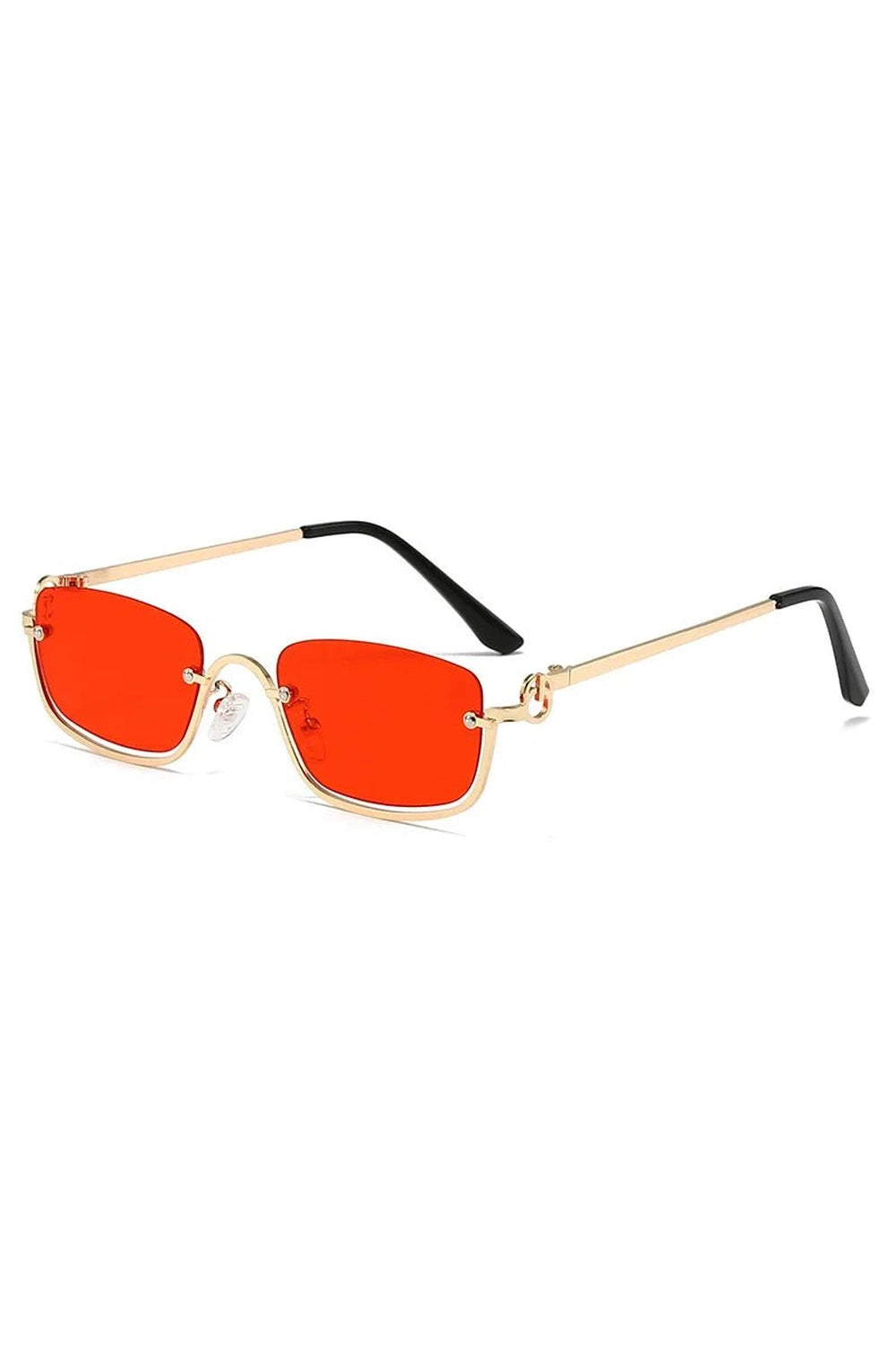 Retro Small Square Sunglasses Gold Red As picture Shoptery