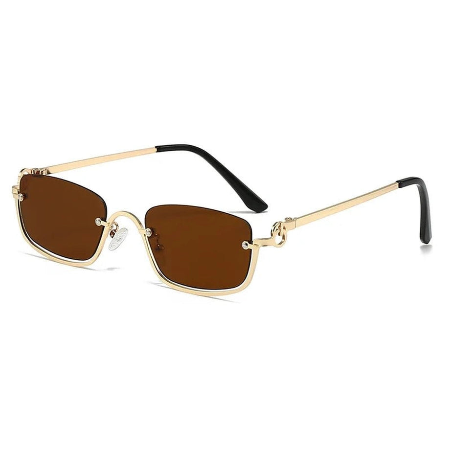 Retro Small Square Sunglasses Gold Tea As picture Shoptery