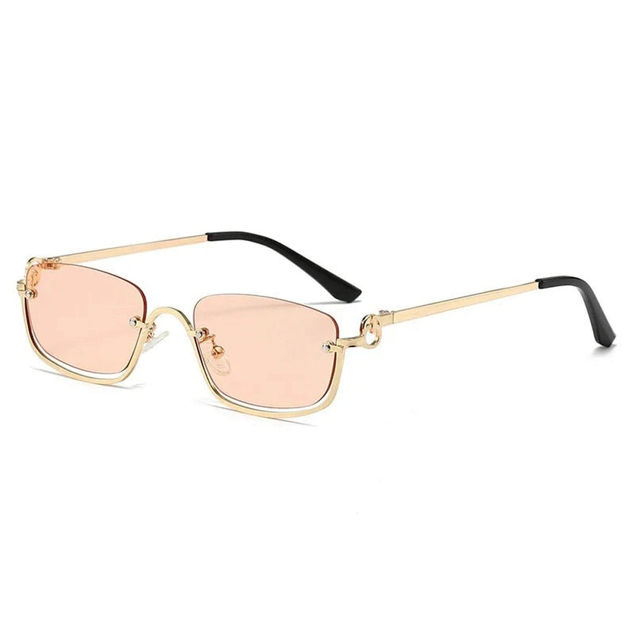 Retro Small Square Sunglasses Gold Pink As picture Shoptery