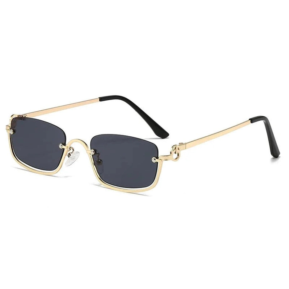 Retro Small Square Sunglasses Gold Gray As picture Shoptery