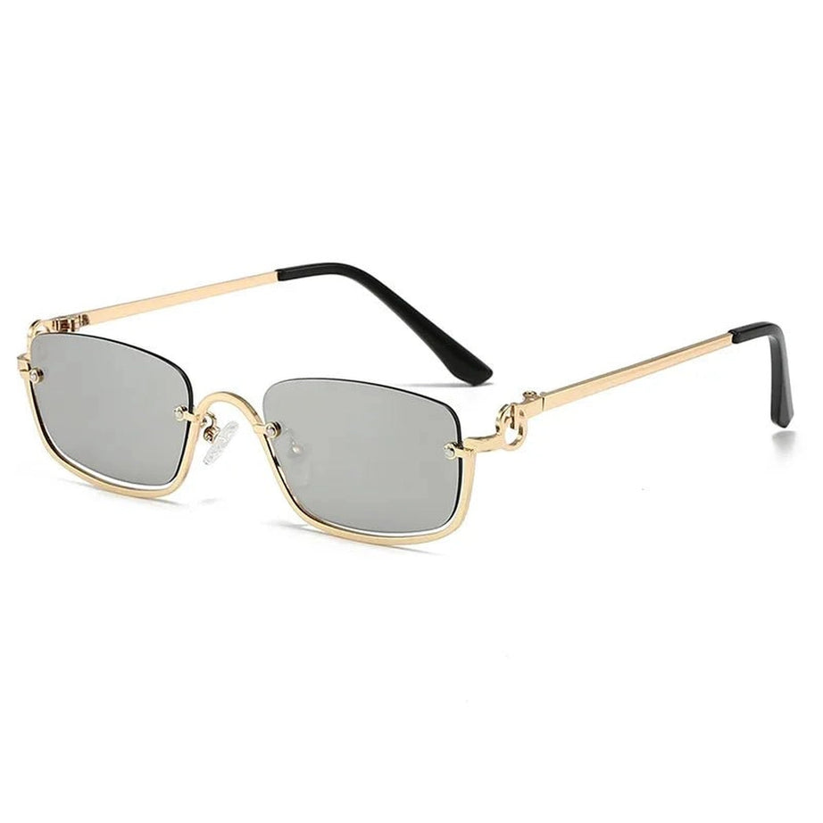 Retro Small Square Sunglasses Gold Silver As picture Shoptery