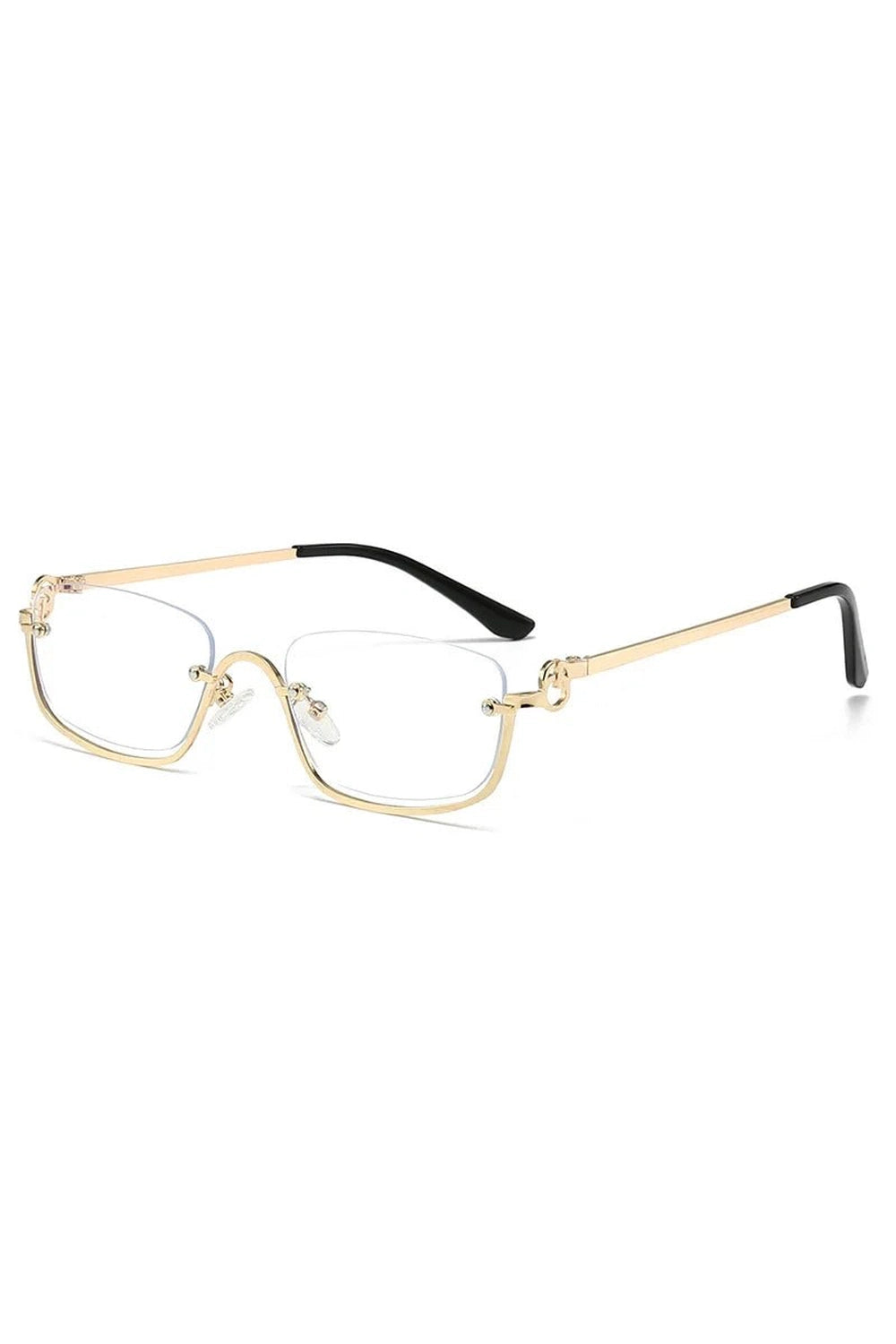 Retro Small Square Sunglasses Gold Clear As picture Shoptery