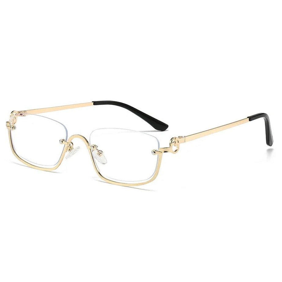 Retro Small Square Sunglasses Gold Clear As picture Shoptery