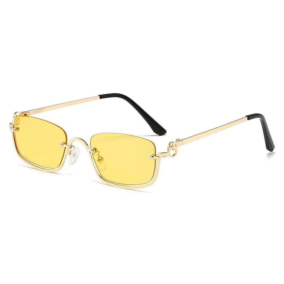 Retro Small Square Sunglasses Gold Yellow As picture Shoptery