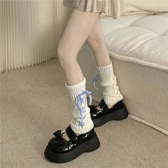 Kawaii Soft Ballet Ribbon Leg Warmers Shoptery