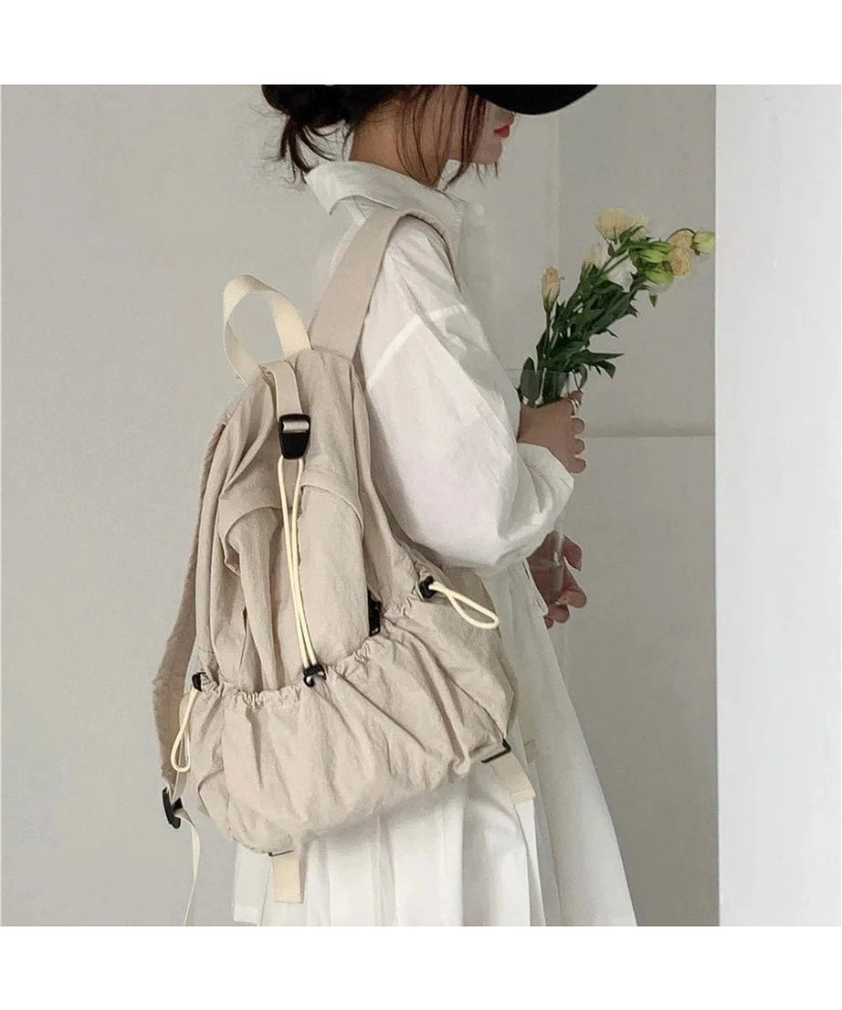 Soft Beige Cinch Backpack - Backpacks