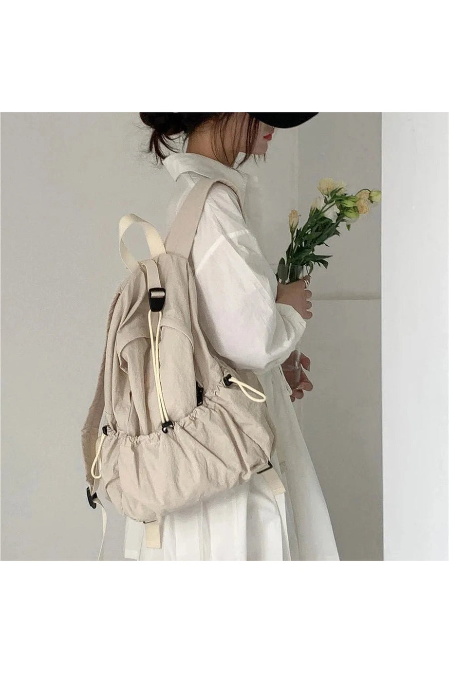 Soft Beige Cinch Backpack - Backpacks