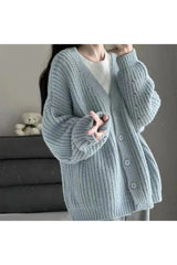 Aesthetic Pastel Soft Blush Chunky Cardigan SKY BLUE Shoptery