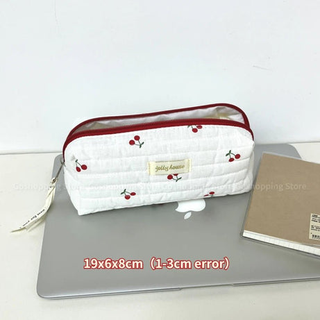 Soft Checkered Coquette Makeup Bag cherry A Shoptery