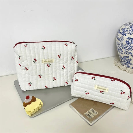 Soft Checkered Coquette Makeup Bag Shoptery
