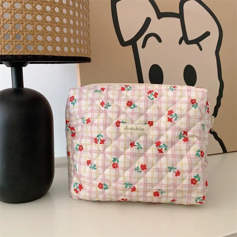 Soft Checkered Coquette Makeup Bag C redflower Shoptery