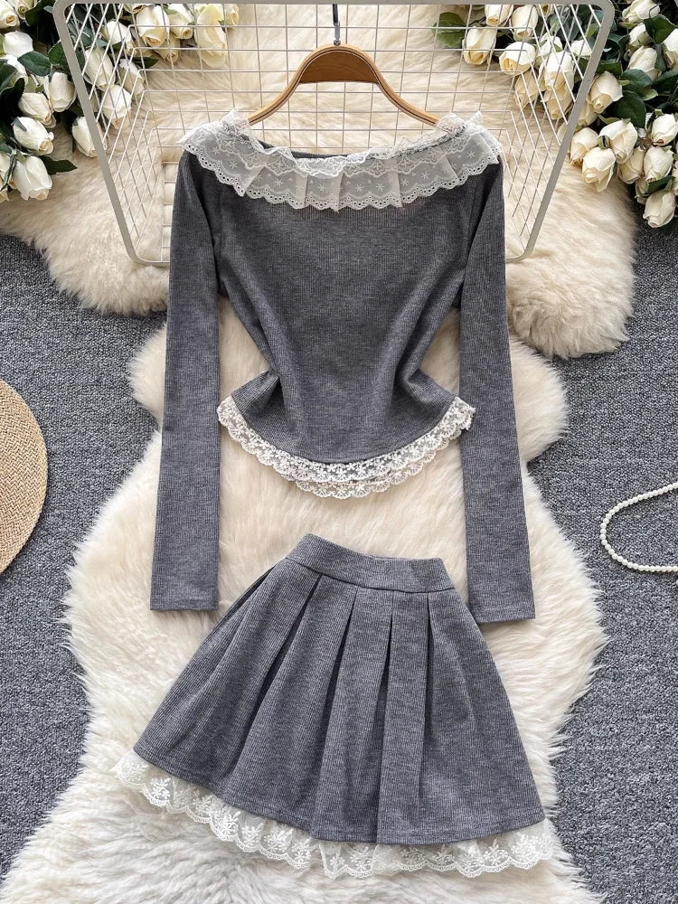 Coquette Long Sleeve Grey Outfit Shoptery