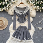 Coquette Long Sleeve Grey Outfit GRAY Shoptery