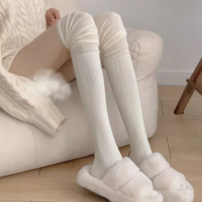 Kawaii Soft Ruched Over-the-Knee Socks Shoptery