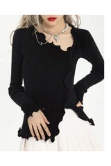 Aesthetic Soft Wave Ruffle Cardigan Shoptery