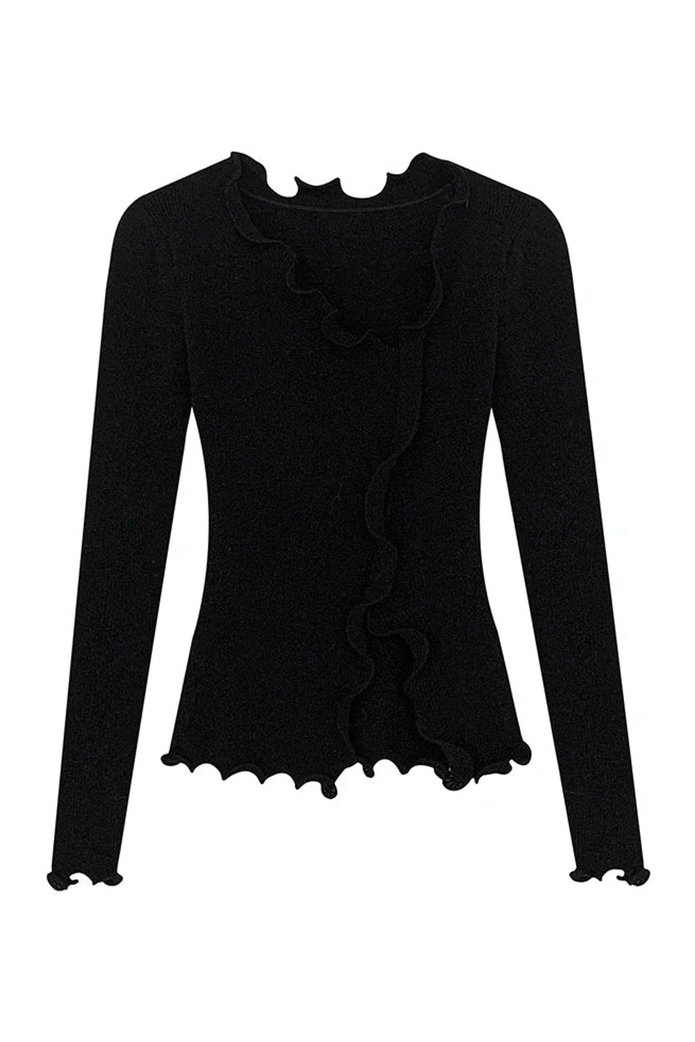 Aesthetic Soft Wave Ruffle Cardigan Shoptery