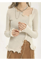 Aesthetic Soft Wave Ruffle Cardigan Shoptery