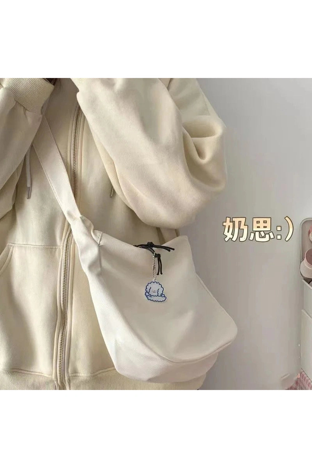 Solid Aesthetic Shoulder Bags White Shoptery