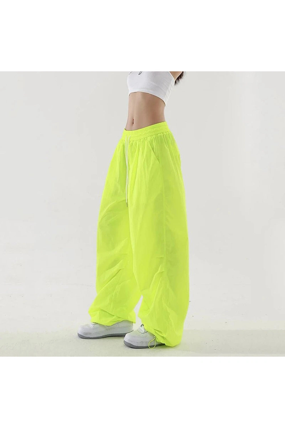 Y2k Spicy Wide Leg Work Pants Grass Green Shoptery