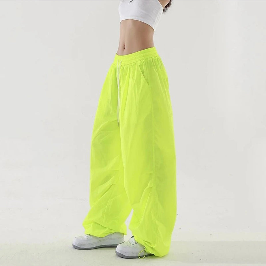 Y2k Spicy Wide Leg Work Pants Grass Green Shoptery
