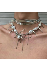 Alt Spider Queen Pearl Spike Choker Shoptery