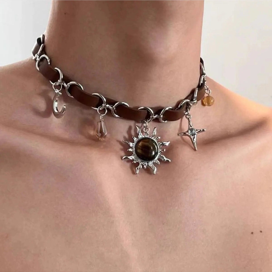 Alt Goth Spiked Heart Chain Choker Style7 Shoptery