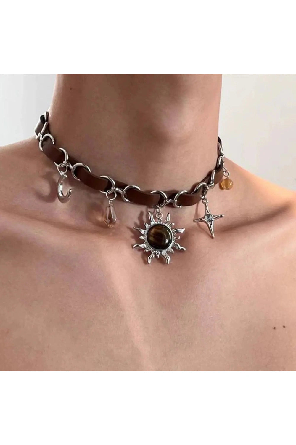 Alt Goth Spiked Heart Chain Choker Style7 Shoptery