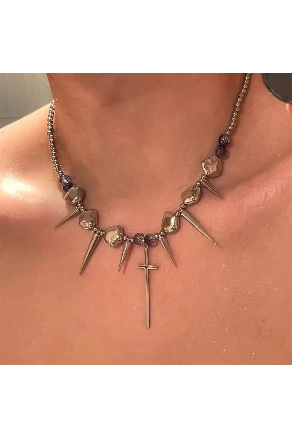 Alt Goth Spiked Heart Chain Choker Style 6 Shoptery