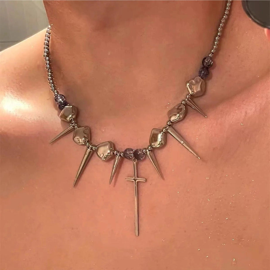 Alt Goth Spiked Heart Chain Choker Style 6 Shoptery