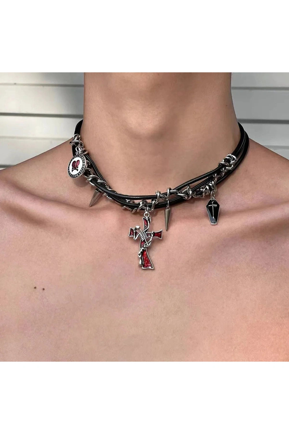 Alt Goth Spiked Heart Chain Choker Style 2 Shoptery