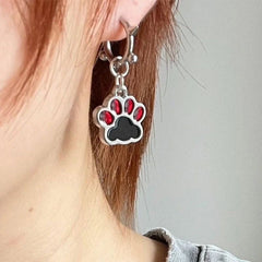 Edgy Spiked Paw Charm Hoop Earrings Shoptery