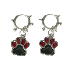 Edgy Spiked Paw Charm Hoop Earrings A Shoptery