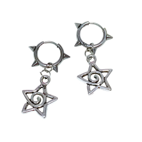 Edgy Spiked Star Spiral Earrings A Shoptery