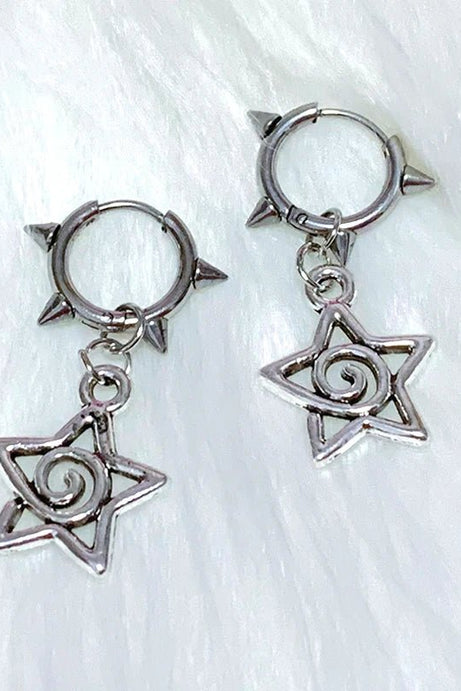 Spiked Star Spiral Earrings - 