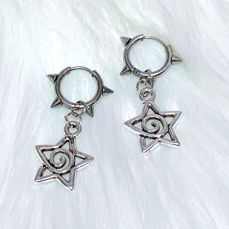 Spiked Star Spiral Earrings - 