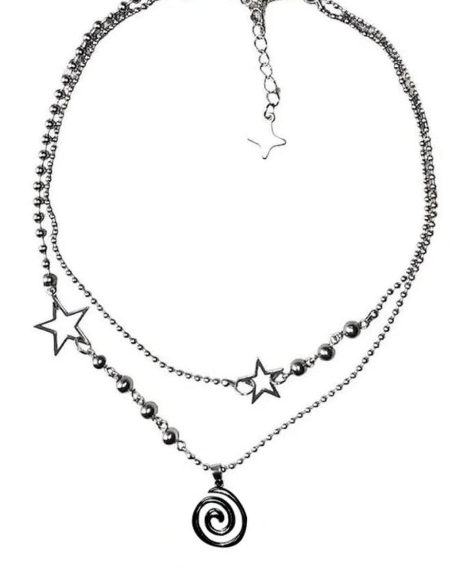 Spiral Pendant Layered Choker -