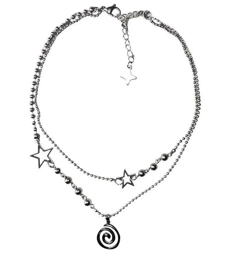 Spiral Pendant Layered Choker -