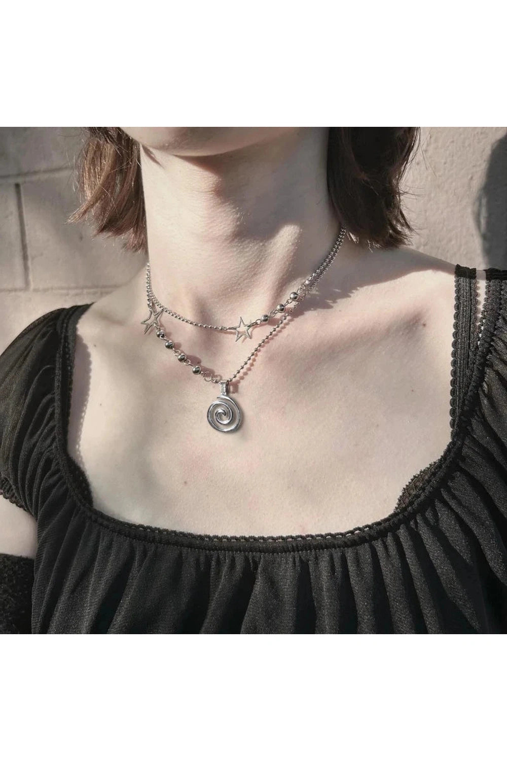 Spiral Pendant Layered Choker Shoptery