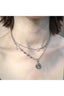 Spiral Pendant Layered Choker Steel color Shoptery