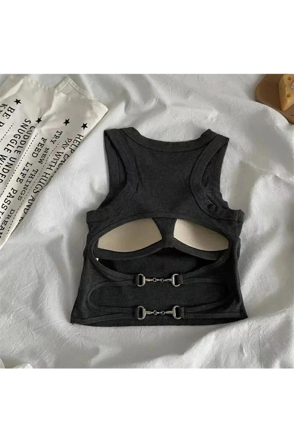 Sports Tank with Bra Pad Dark gray Fit For 40-67.5kg Shoptery