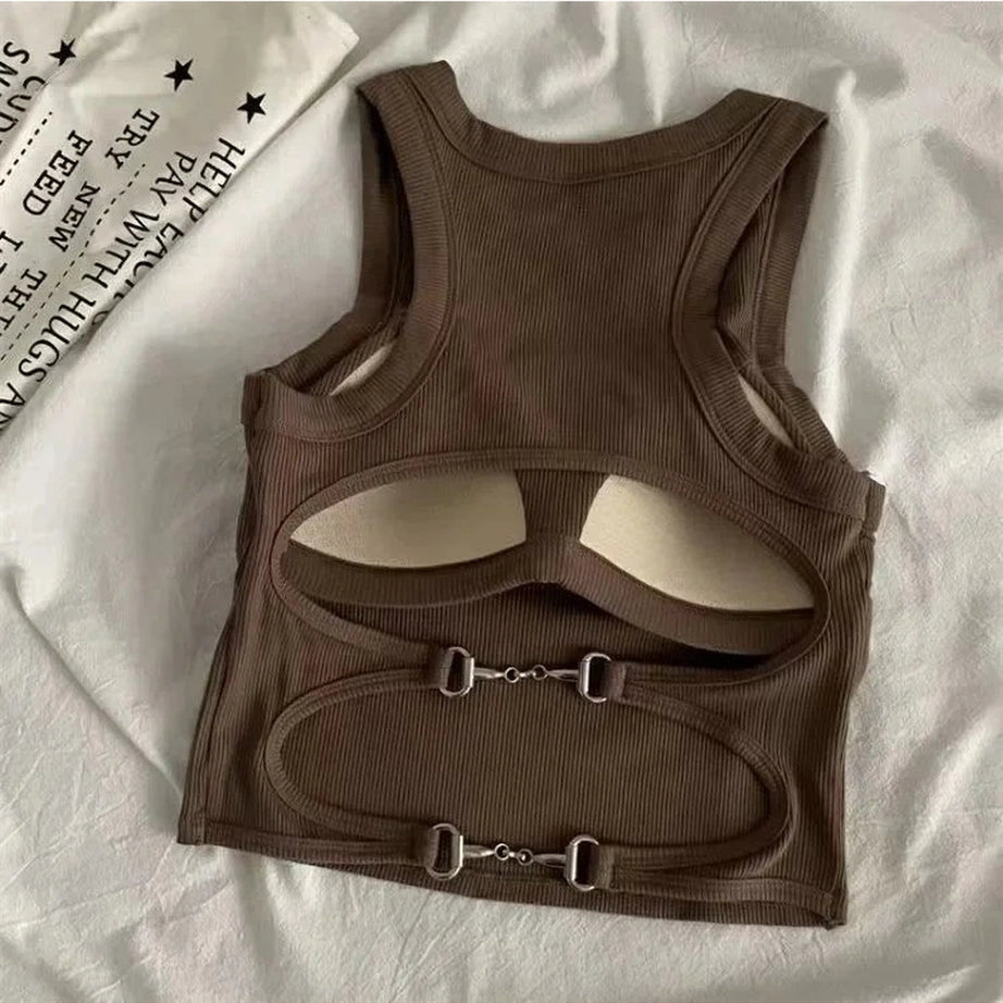 Sports Tank with Bra Pad coffee Fit For 40-67.5kg Shoptery