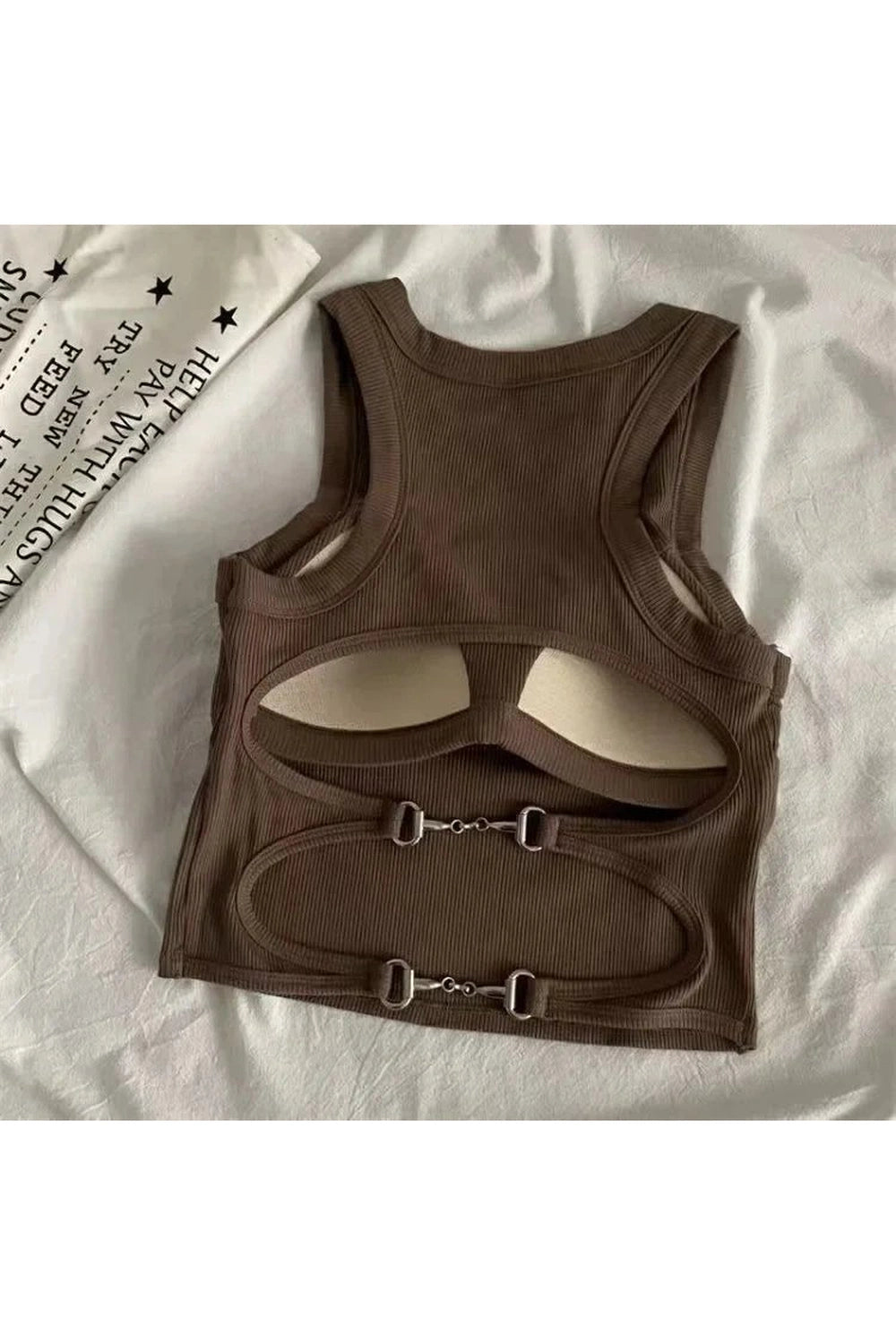 Sports Tank with Bra Pad coffee Fit For 40-67.5kg Shoptery