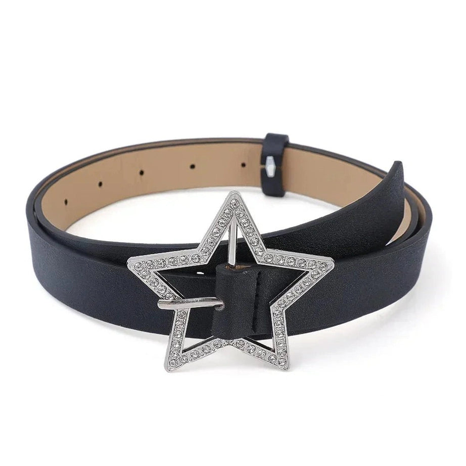 Y2k Star Buckle Rhinestone Belt Style01-black Shoptery
